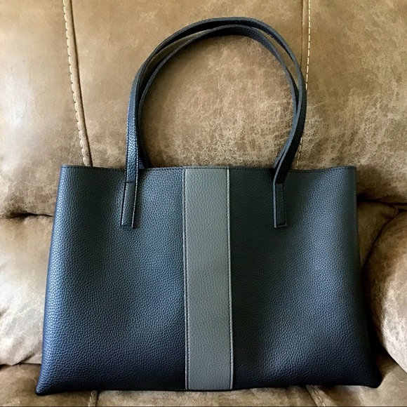 Vince Camuto Handbags - Vince Camuto Black & Gray Stripe Tote Shoulder Bag